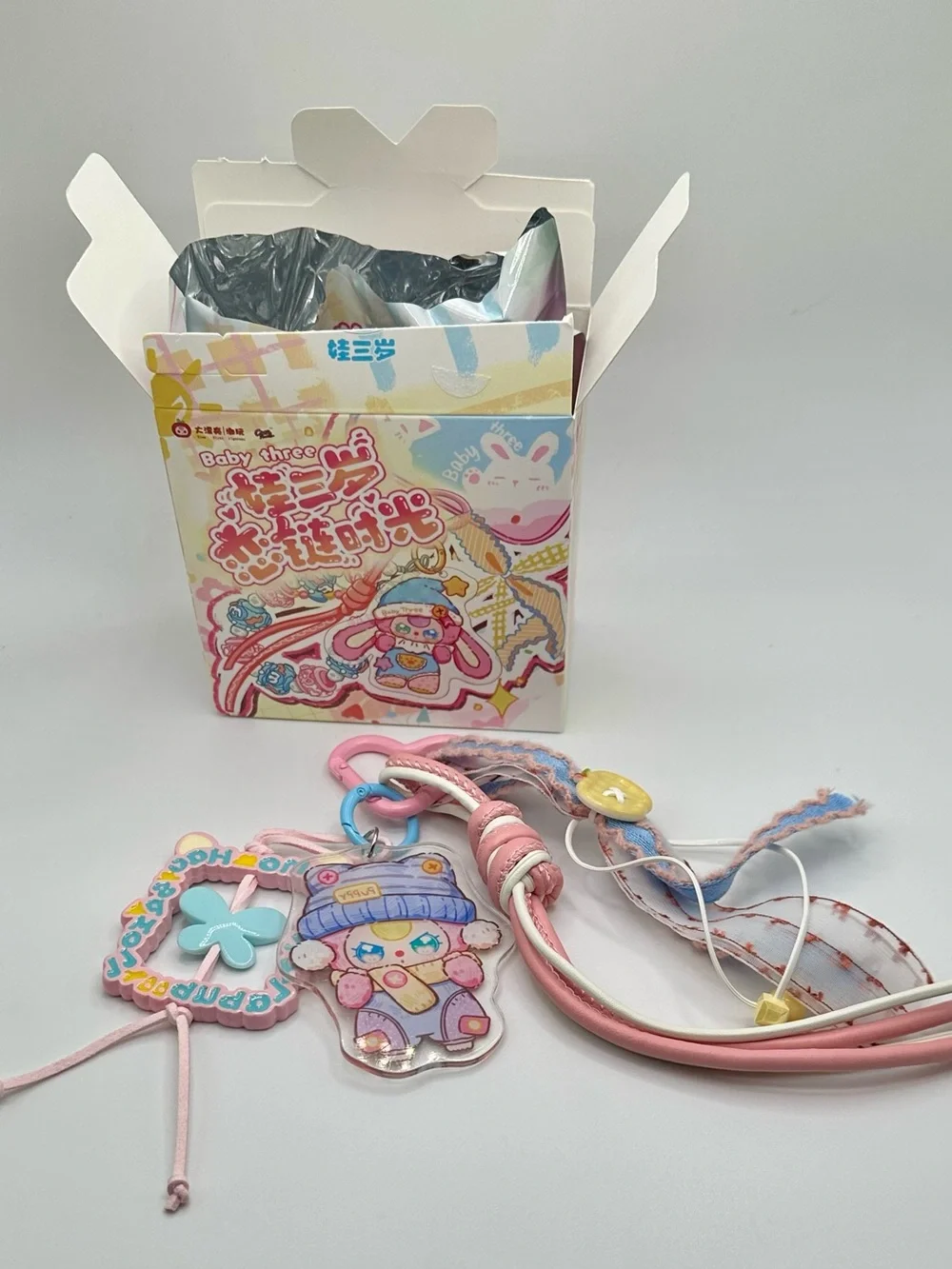 Baby Three BB3 Acrylic Charm Keychain Bag Charm Love Chain Heart Carabiner Clip